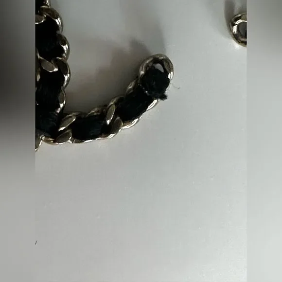 Chanel Vintage Black Gold Chain Dangle Jumbo Earrings Rare Limited Edition - Picture 3 of 14